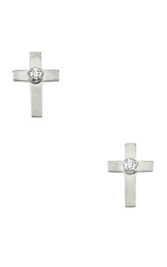 14K White Gold Religious and Symbolic Earrings