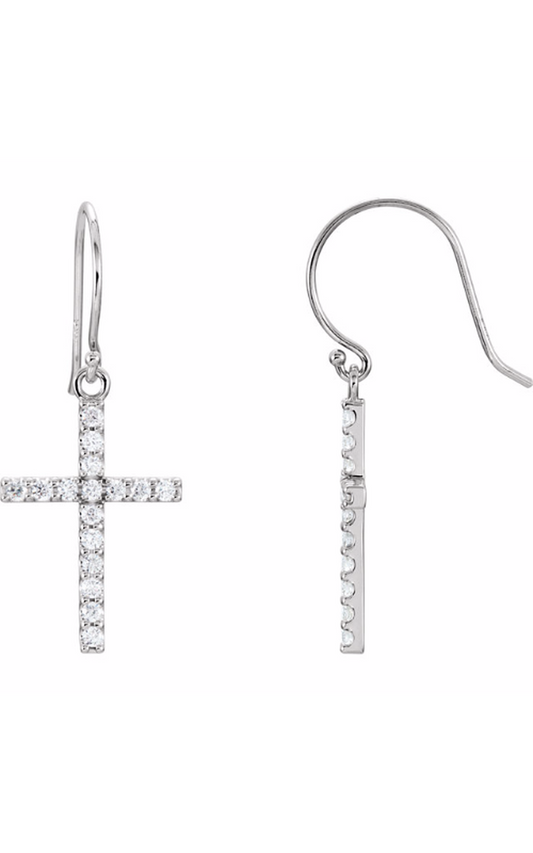 14K White Gold Religious and Symbolic Earrings