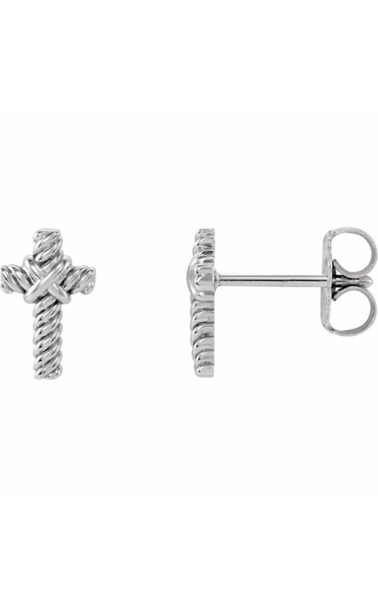 14K White Gold Religious and Symbolic Earrings