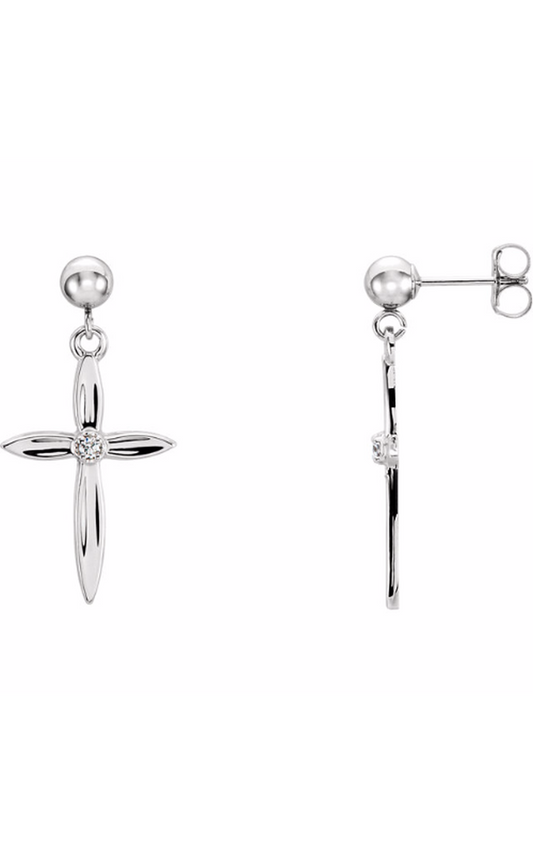 14K White Gold Diamond and Drop Earring