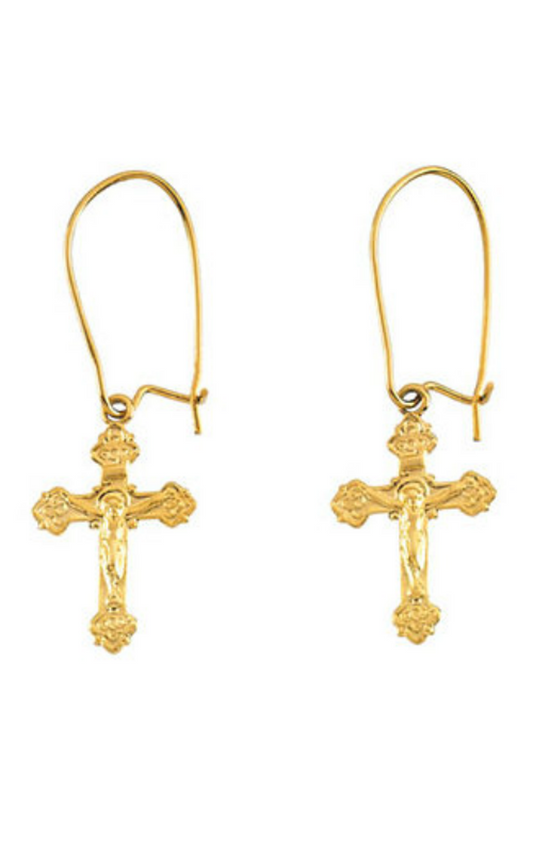 14K Yellow Gold Religious and Symbolic Earrings