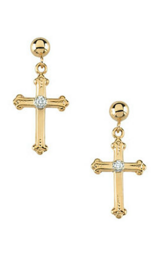 14K Yellow Gold Religious and Symbolic Earrings