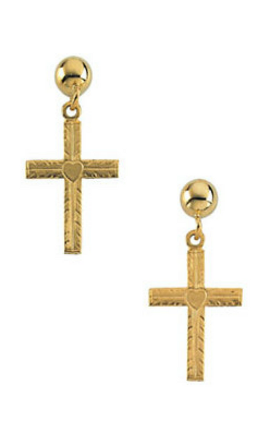 14K Yellow Gold Religious and Symbolic Earrings
