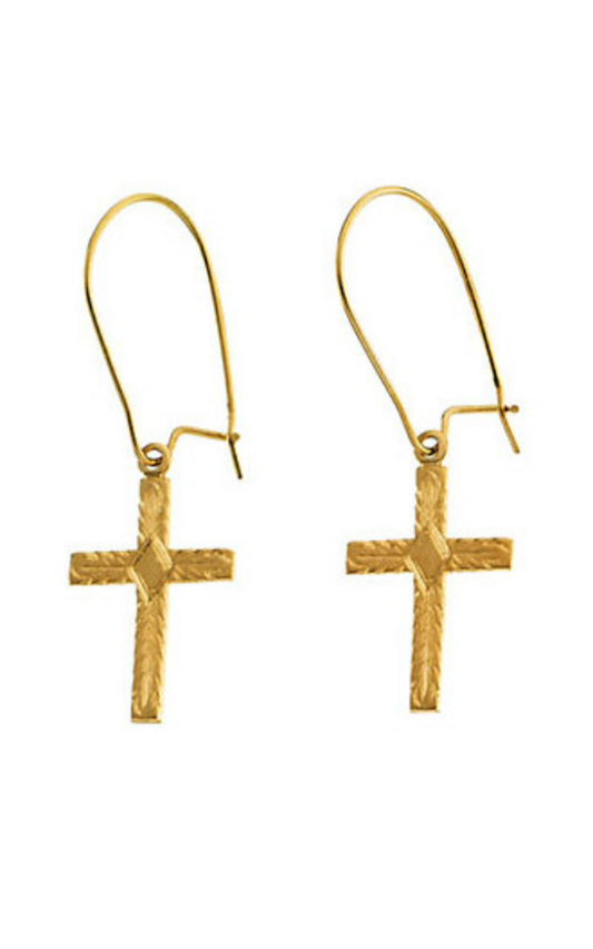 14K Yellow Gold Religious and Symbolic Earrings
