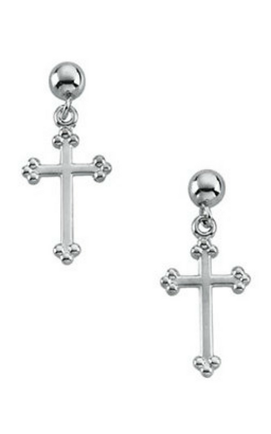 14K White Gold Religious and Symbolic Earrings