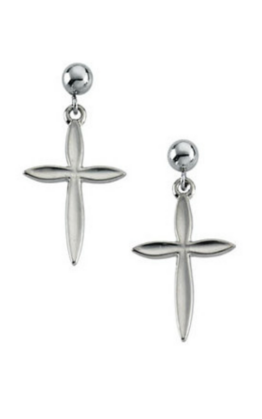 14K White Gold Religious and Symbolic Earrings