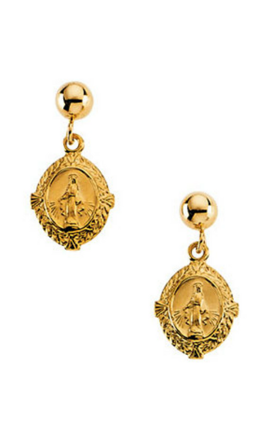 14K Yellow Gold Religious and Symbolic Earrings