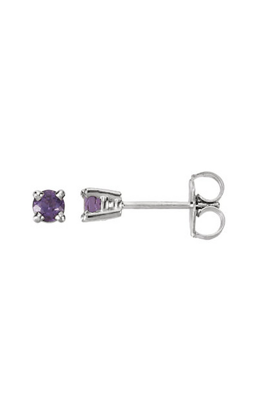 14K White 3 mm Natural Amethyst Earrings