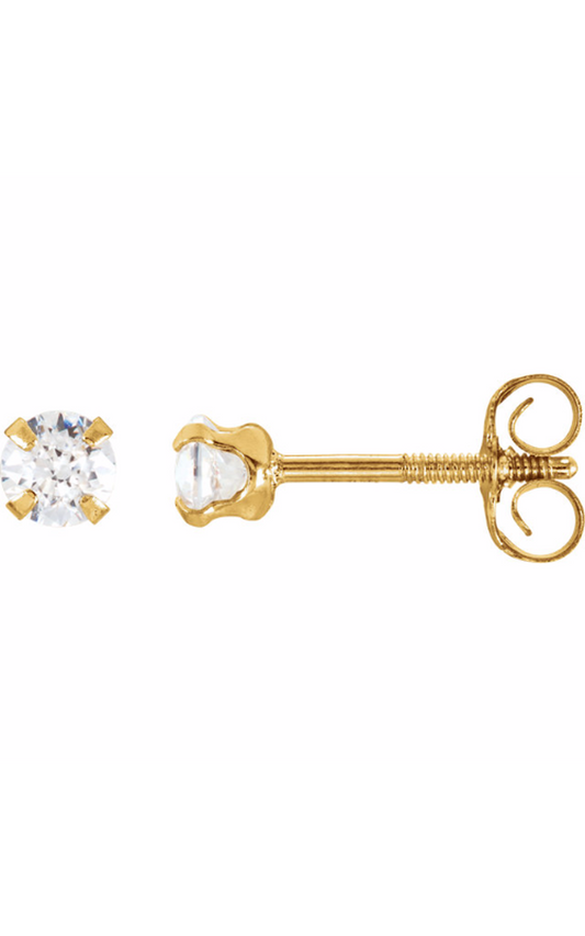14K Yellow Gold Gemstone and Stud Earring