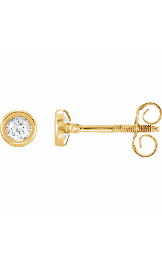 14K Yellow Gold Gemstone and Stud Earring