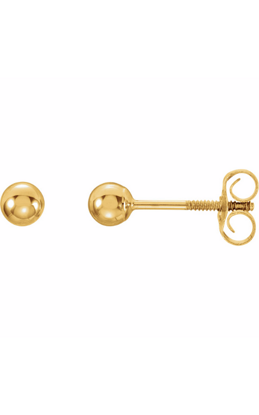 14K Yellow 4 mm Ball Stud Earrings