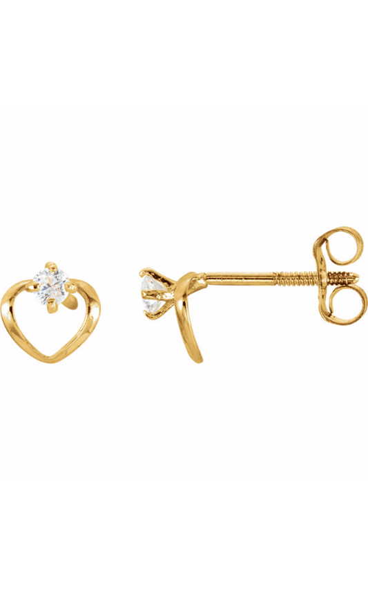 14K Yellow Gold Gemstone and Stud Earring