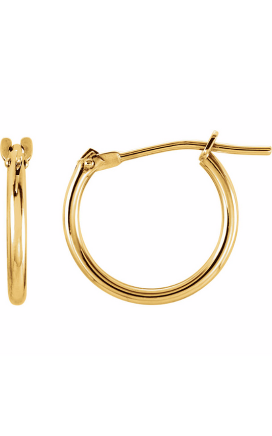 14K Yellow Gold Metal and Hoop Earring