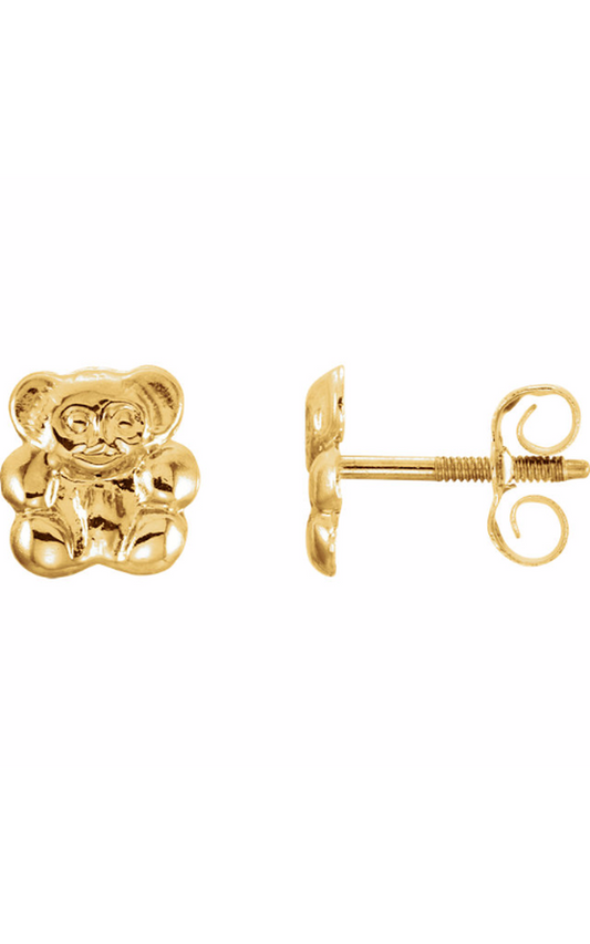 14K Yellow Gold Metal and Stud Earring