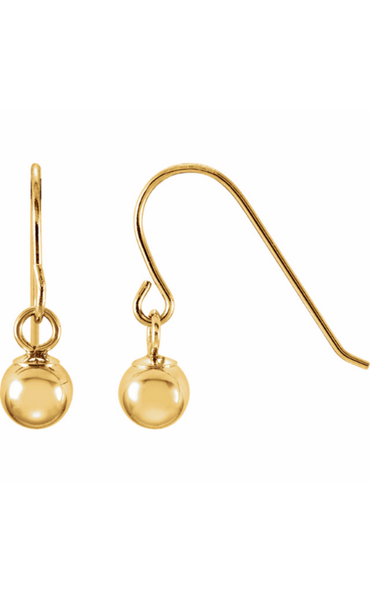 14K Yellow Gold Metal and Drop Earring