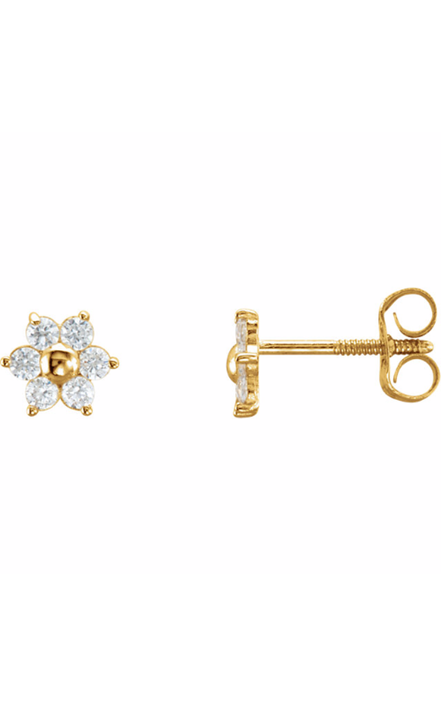 14K Yellow Gold Gemstone and Stud Earring