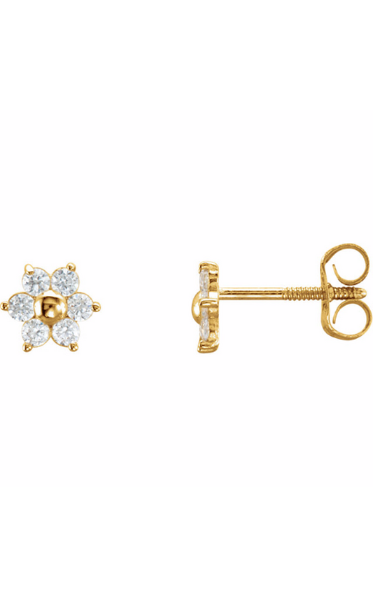 14K Yellow Gold Gemstone and Stud Earring