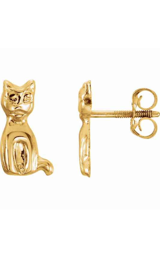 14K Yellow Gold Metal and Stud Earring