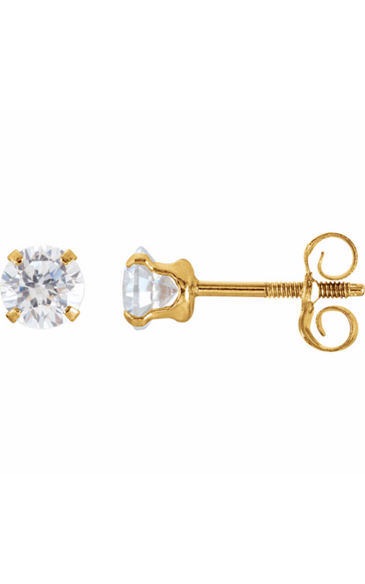 14K Yellow Gold Gemstone and Stud Earring