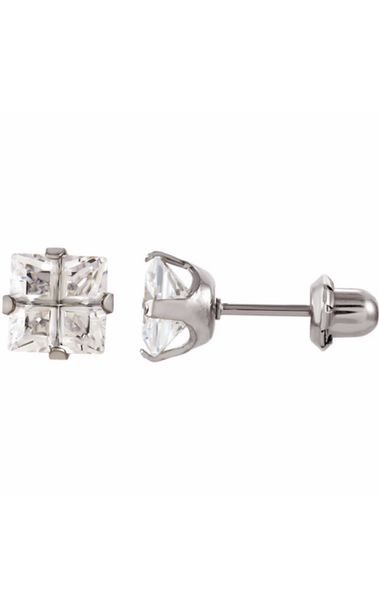 Stainless Steel Gemstone and Stud Earring