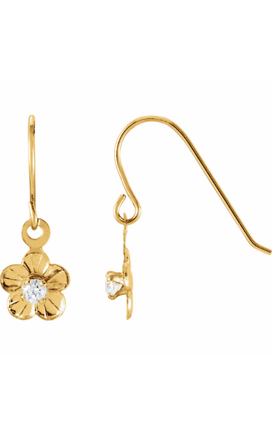 14K Yellow Gold Gemstone and Drop Earring