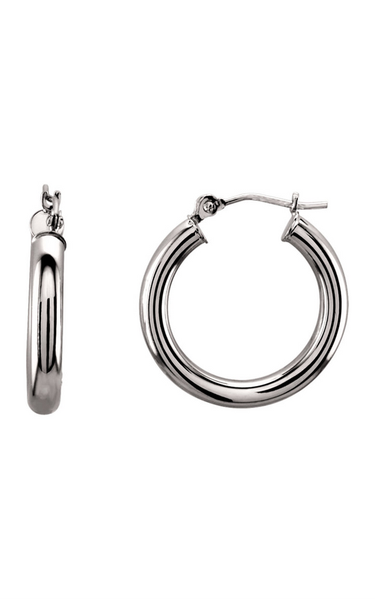 14K White Hinged 16.75 mm Hoop Earrings