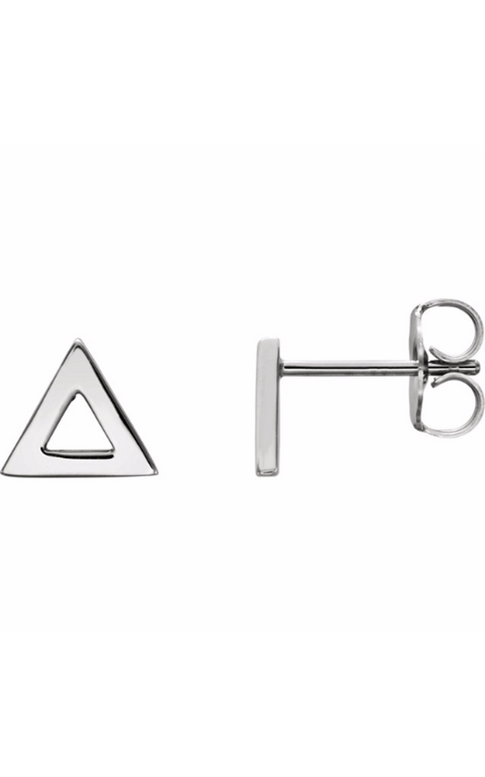 14K White Triangle Earrings