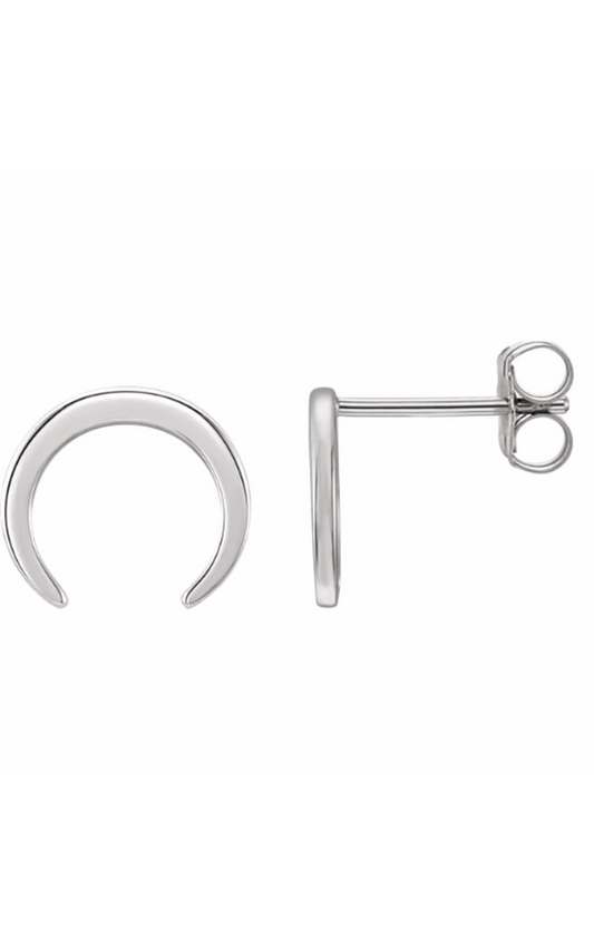 14K White Crescent Earrings