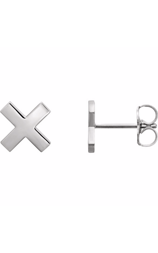 14K Yellow 7.9 mm X Earrings