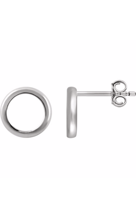14K White Circle Earrings