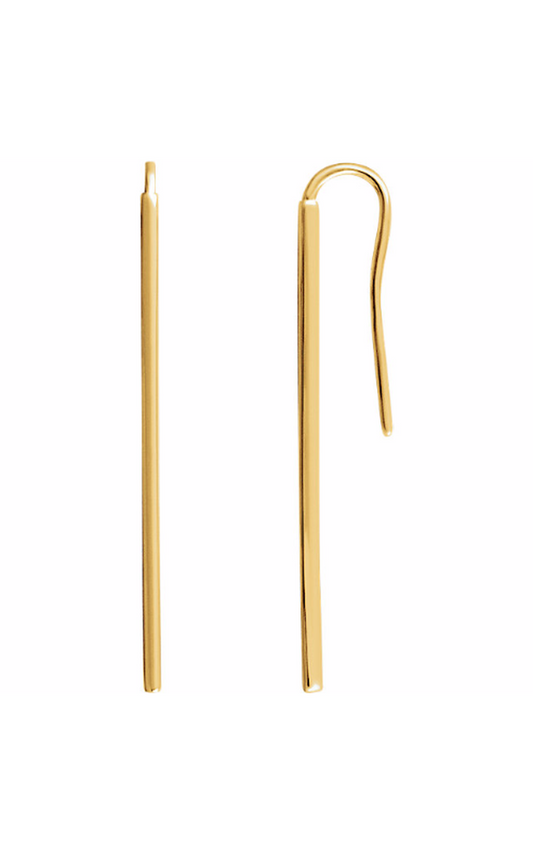 14K Yellow Gold Metal and Drop Earring