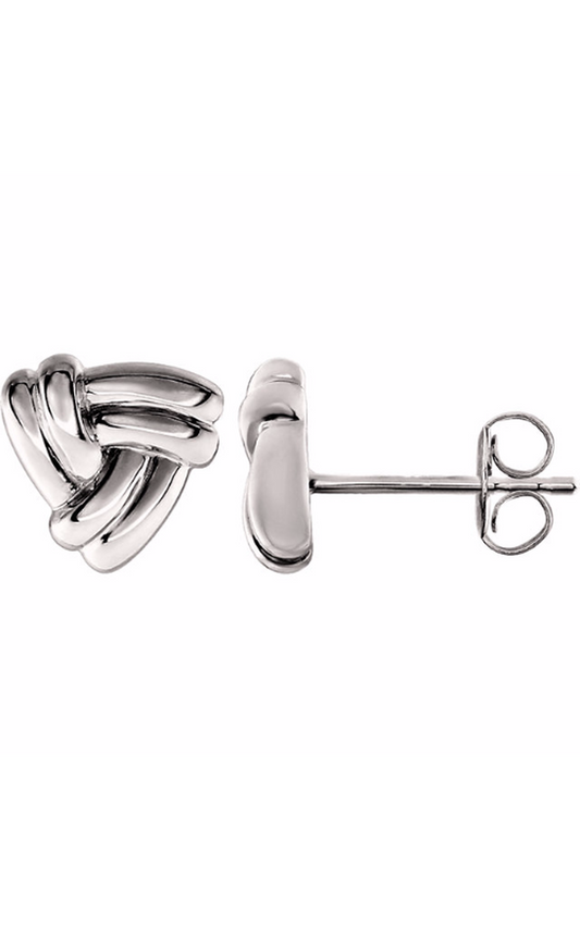 14K White Triangle Knot Earrings