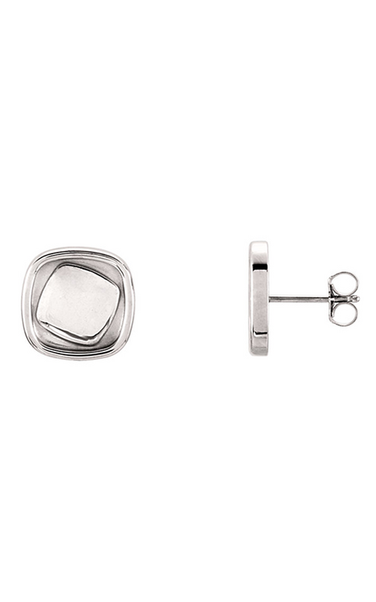 14K White 13 mm Geometric Earrings