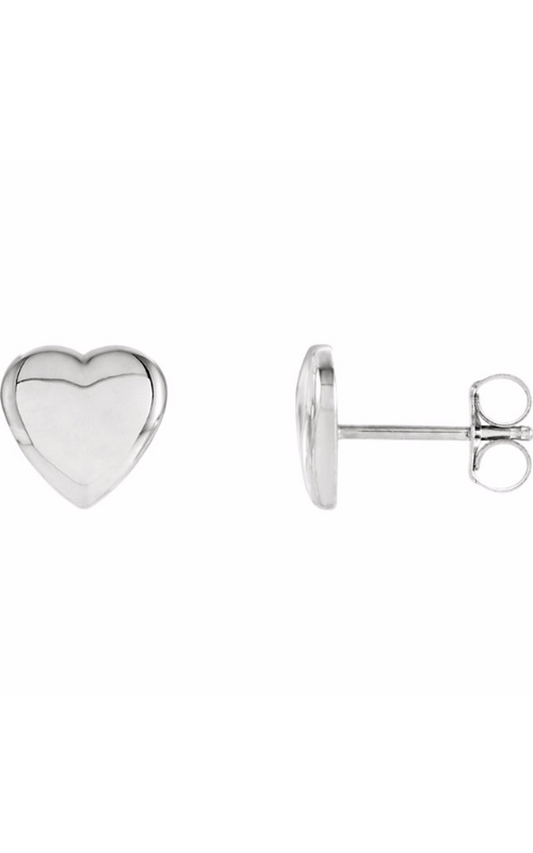 14K White Heart Earrings