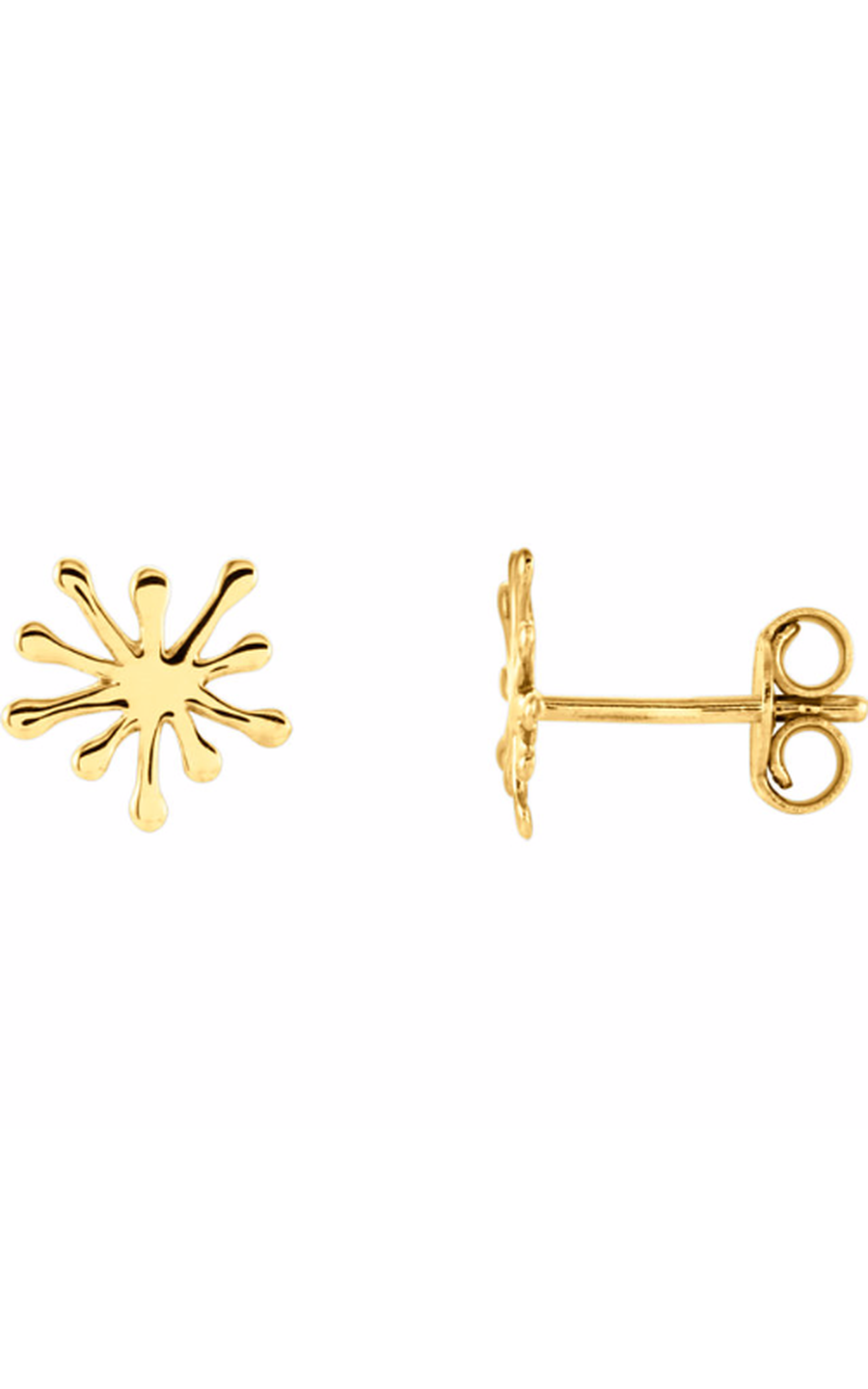 14K Yellow Gold Metal and Stud Earring