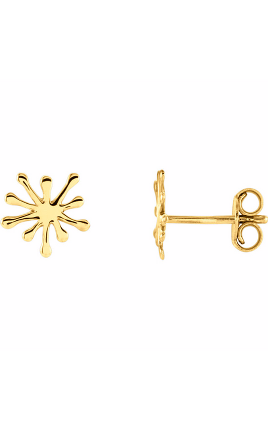14K Yellow Gold Metal and Stud Earring