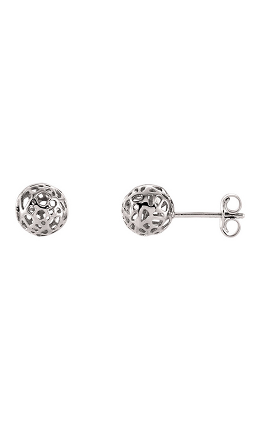 14K White Ball Earrings