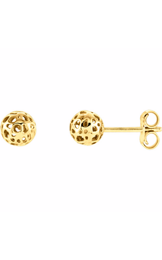 14K Yellow Ball Earrings