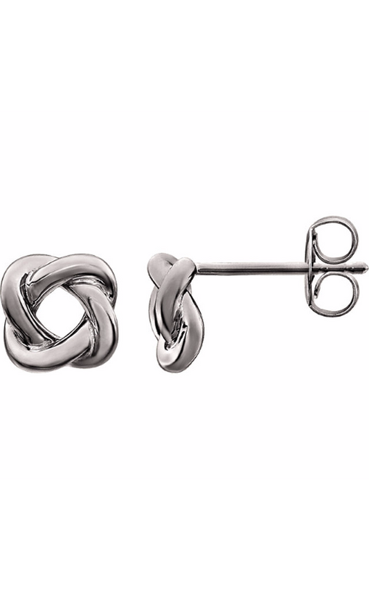 14K White 7x7 mm Knot Earrings