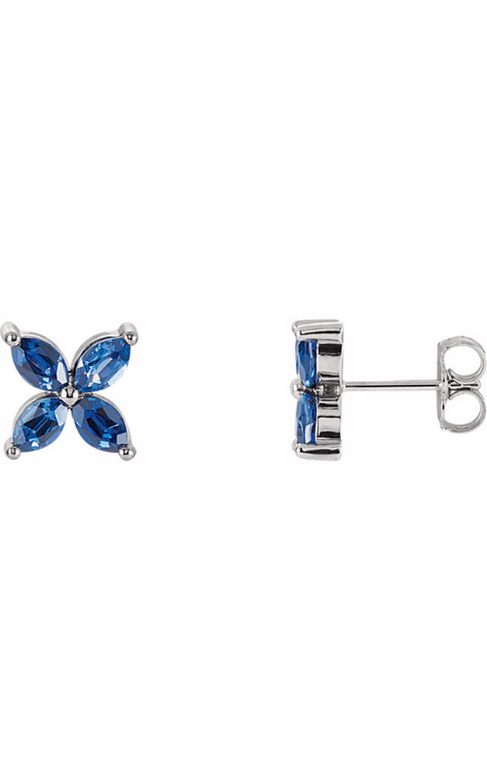14K White Gold Blue Sapphire Earrings