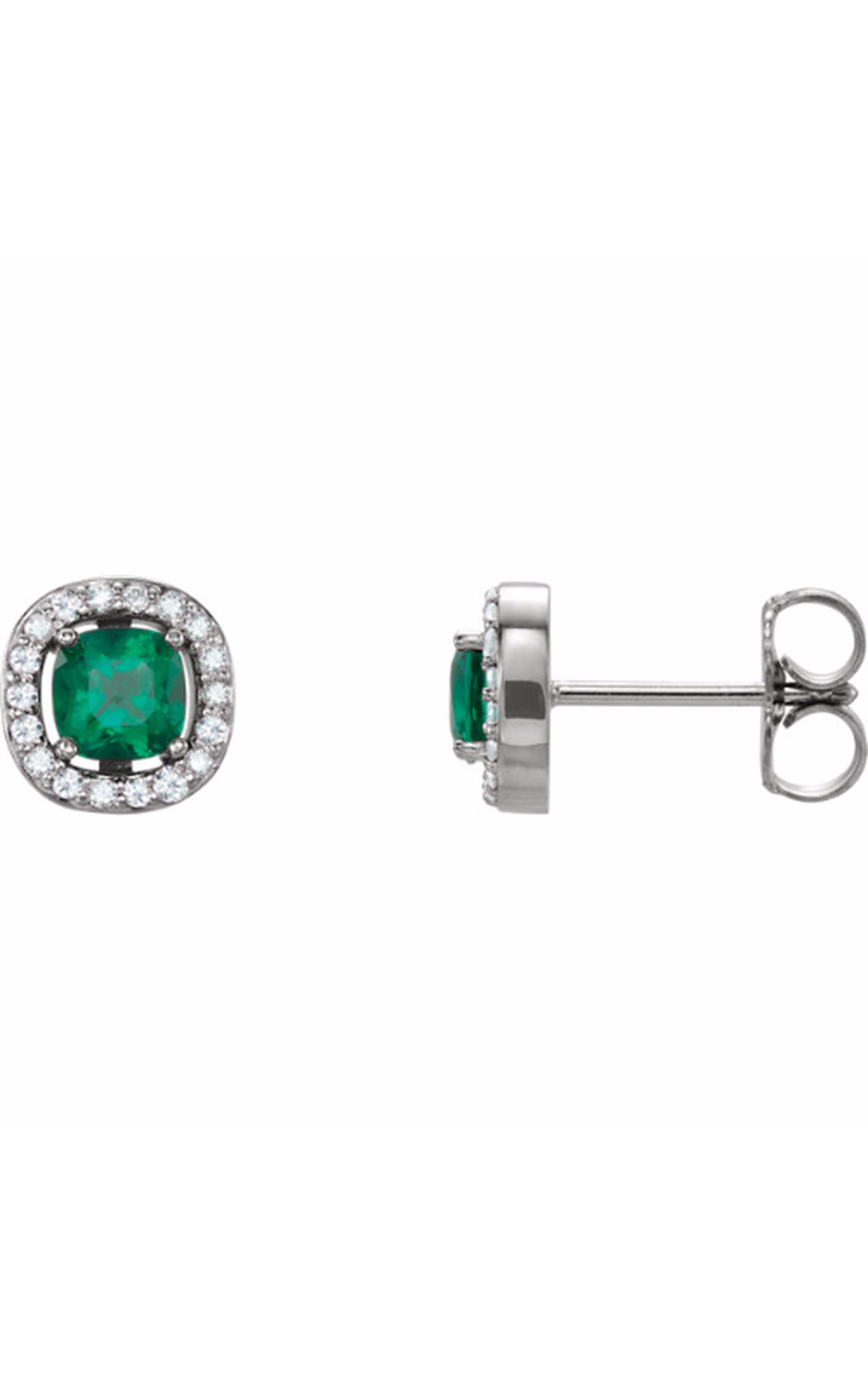 14K White Gold Gemstone and Stud Earring