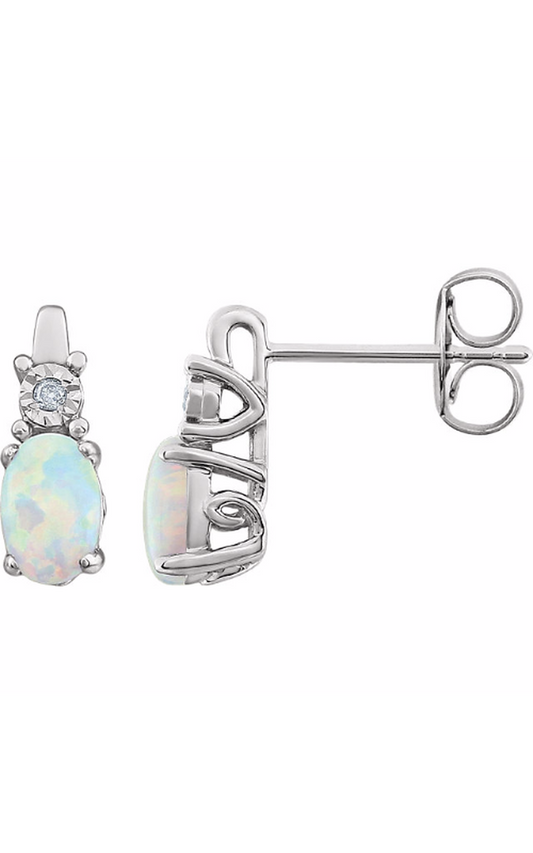 14K White Gold Gemstone and Drop Earring