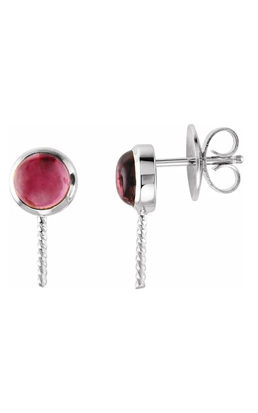 14K White Gold Gemstone and Stud Earring