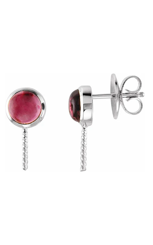 14K White Gold Gemstone and Stud Earring