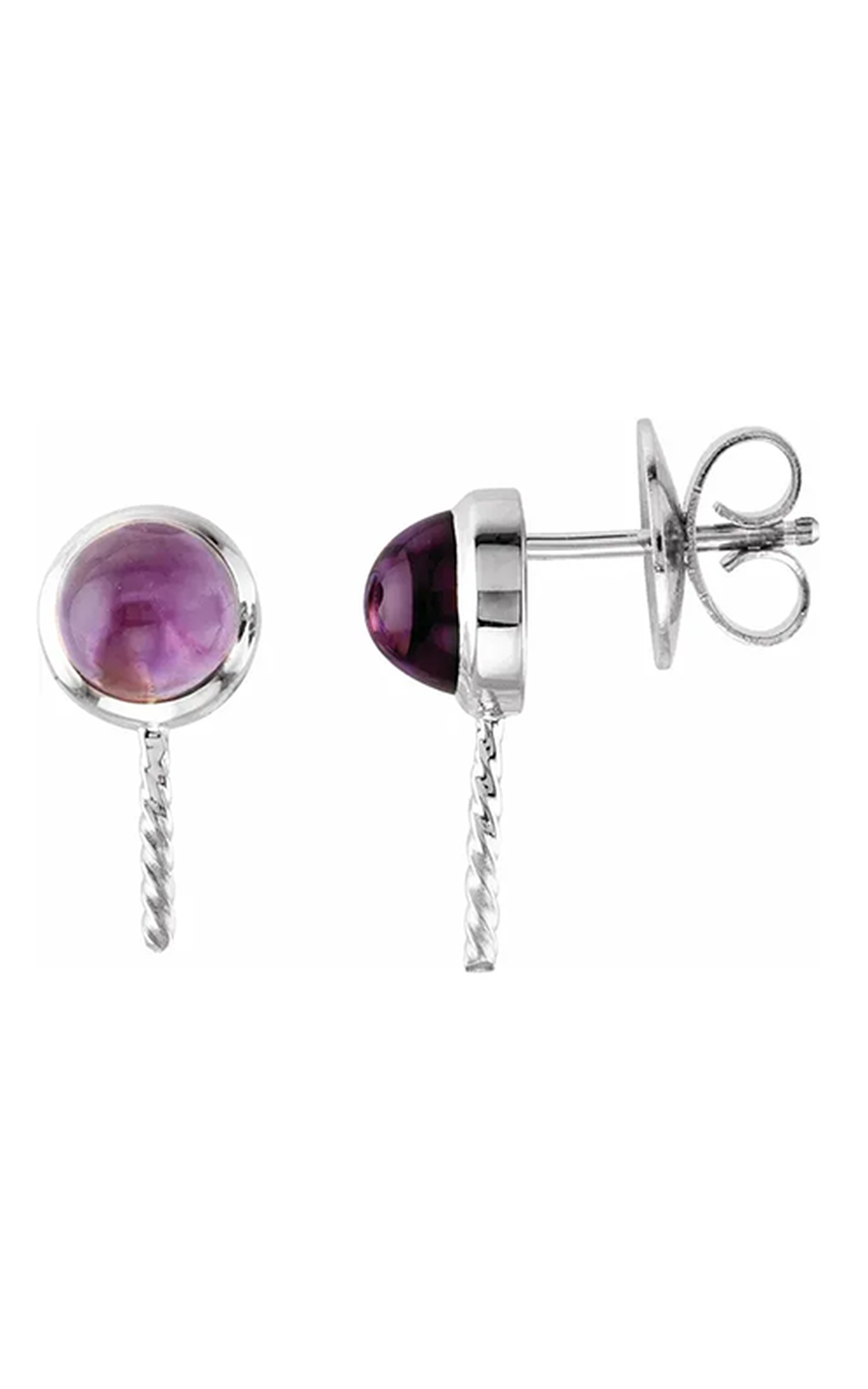 14K White Gold Gemstone and Stud Earring