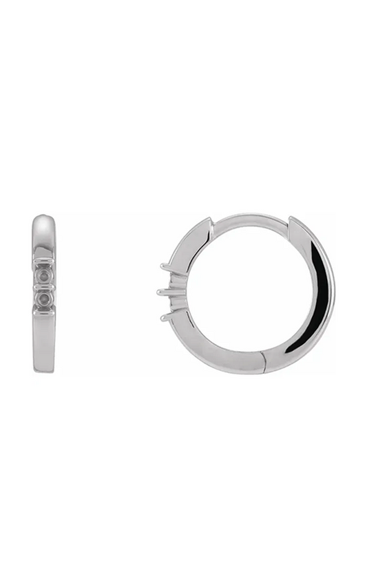 14K White Gold Gemstone and Hoop Earring