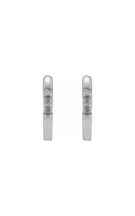 14K White Gold Gemstone and Hoop Earring