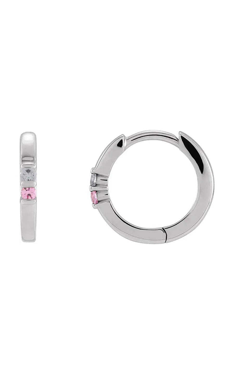 14K White Gold Gemstone and Hoop Earring