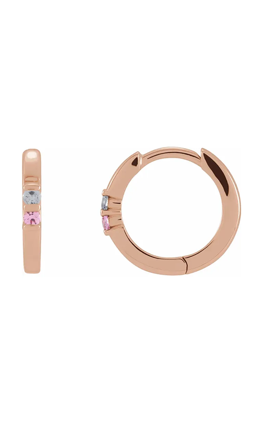 14K Rose Gold Gemstone and Hoop Earring