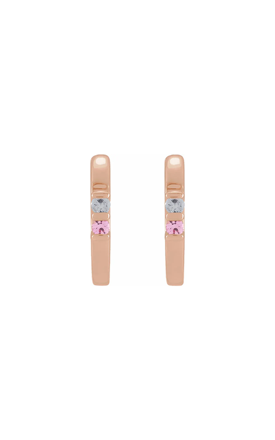 14K Rose Gold Gemstone and Hoop Earring